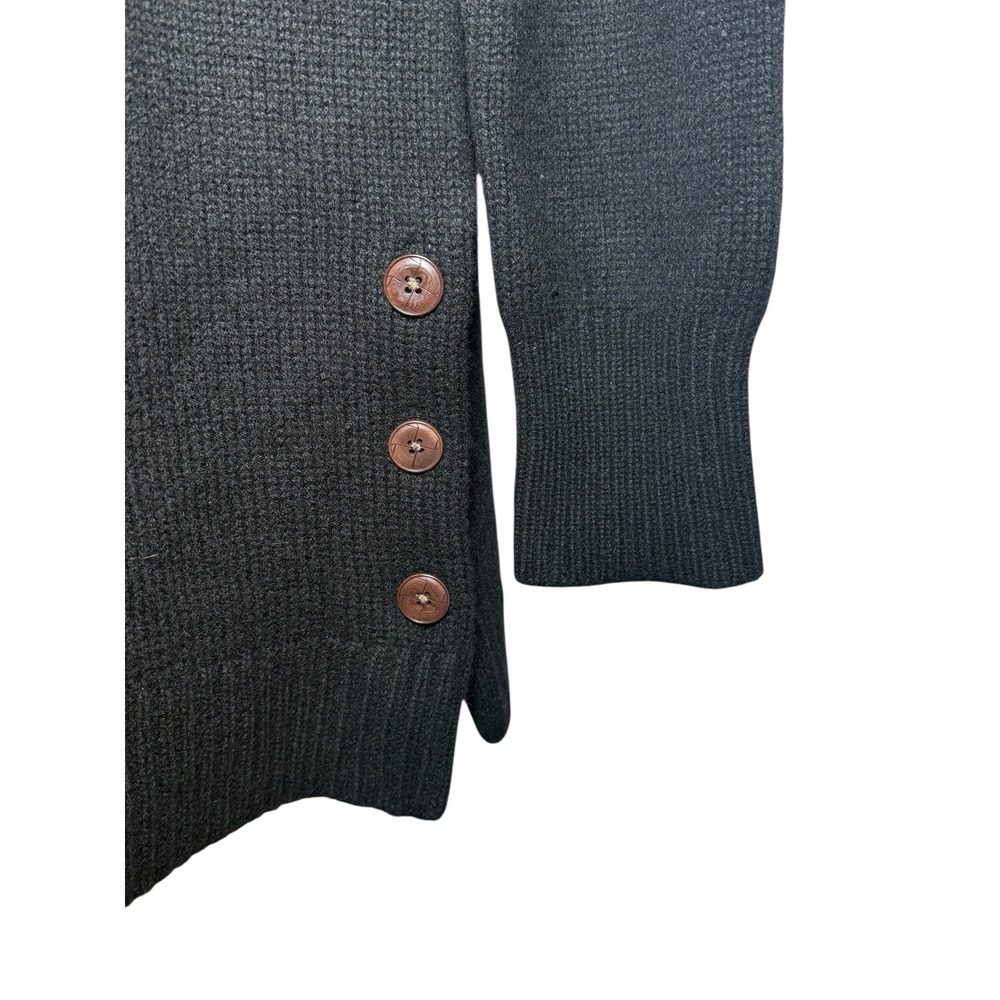 Garnet Hill Cashmere Turtleneck Sweater Womens XS Black Oversized Side Buttons - Picture 7 of 9